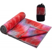 Yoga Towel Tie-Die Textures Non-Slip Yoga Towel with Bag Odorless and 100% Absorbent Microfiber Sweat Towel Yoga Towel Mat for Hot Yoga Bikram and Pilates 24''x72'' Hot Yoga Towel - BW67SFNQA