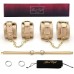 exreizst Expandable Gold Spreader Bar with 4 Gold Leather Straps Adjustable Exercise Training Tools Set for Home Gyms - B76KD89I9