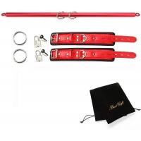 exreizst Expandable Red Spreader Bar with 2 Premium Soft Pad Red Leather Straps Adjustable Sports Aid Training Tools Set - B82XPIYTA