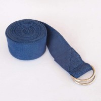 Yoga Straps Superior Non-Stretch Cotton Twill with Metal D-Ring Buckle 6 Feet Blue - B5ZQMS32D