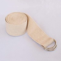 Yoga Straps Superior Non-Stretch Cotton Twill with Metal D-Ring Buckle 8 Feet Natural - BU1K6IASL