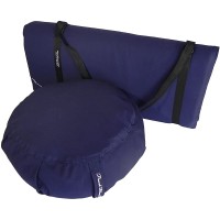 3 Piece Restorative Yoga Set includes Zafu Meditation Pillow Buckwheat Hull filled Zabuton Cushion 26"x26" with 3" Foam and Double Buckle Strap Removable Covers for easy care. - BCM9JL4ZM