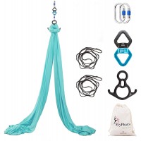 SKYPHAROS 11 Yards Aerial Silks Yoga Swing Set Aerial Yoga Hammock Kit Anti-Gravity Flying for Fitness Low Non Stretch Nylon Tricot Fabric Hardware Included for Dance - BB0P30O1V