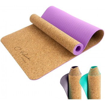 Cork Yoga Mat Natural Sustainable Cork Gym Mat 4mm Extra Thick Professional Yoga Mat for Men Women - B9IPHKEZH