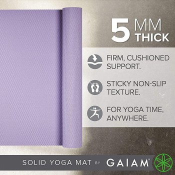 Gaiam Reversible Yoga Mat Premium 5mm Thick Exercise & Fitness Mat for Yoga Pilates & Floor Workouts 68 x 23.5 x 5mm - BHQS81E19