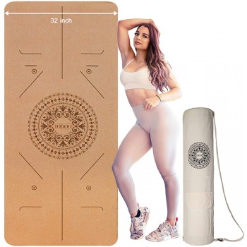 Iodoo Thick Large Cork Yoga Mat for Women Men 6'*4' 6mm with Canvas Yoga Mat Bag Non Slip Eco-Friendly Extra Wide Natural Cork Exercise Yoga Mat Absorb Sweat Fitness for Men Women Outdoor Practice Pilates & Floor Workout - BSM2U70ME