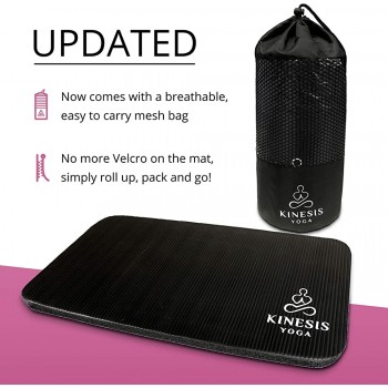 Kinesis Yoga Knee Pad Cushion Extra Thick 1 inch 25mm for Pain Free Yoga Includes Breathable Mesh Bag for Easy Travel and Storage Does Not Include Yoga Mat - BJPV2IR18