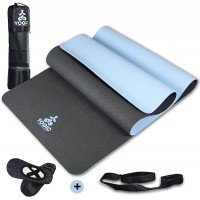 YOGIC Exercise Yoga Mat for Women and Men Non Slip Pilates & Gymnastics Mat with 74"x24 " 6mm Thick with Free Carrying Strap Anti Skid Socks & Storage Bag - BURL8GNRO