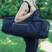 Aurorae Yoga Mat Duffel Bag Extra Large XL Solid Quilted Canvas with Embroidery Outside Pocket with Secure Zipper Closure - B7QL8T1NI