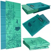 Folding Yoga Mat Thickness: 4mm; Folded Size: 29cm x 30.5 cm x 5cm and Tote – Mat Design: Wandering Elephants – Color: Azure Green – Eco-Friendly PVC Mat Wai Lana - B1X9QJRGE