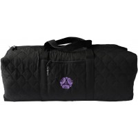 Hugger Mugger Quilted Yoga Mat Bag Black fits Most Yoga mats with Extra Room for Props 100% Durable Cotton Double Handles Inside and Outside Zipper Pockets - BP7TS5QQI
