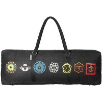 Seven Chakra Yoga Mat Bag | Buddhism Yoga Meditation Luxurious 7 Chakras Embroidery 100% Cotton Fabric Bag Size 29" X 8" X 12" - BH1FT13YA