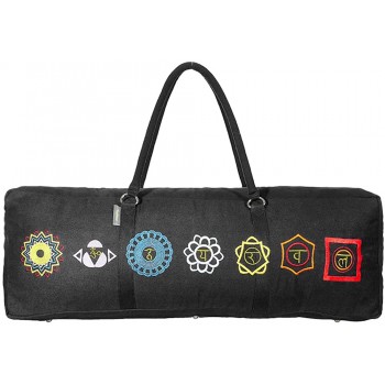 Seven Chakra Yoga Mat Bag | Buddhism Yoga Meditation Luxurious 7 Chakras Embroidery 100% Cotton Fabric Bag Size 29 X 8 X 12 - BH1FT13YA