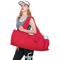 U1 Yoga Mat Bag Large Canvas Yoga Mat Tote Sling Carrier with 4 Side Pockets Fits Mats with Multi-Functional Storage Pockets Light and Durable（with Yoga Mat Carrying Strap） - B5HH5I93E