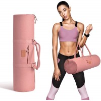 Xcellent Global Yoga Mat Bag with Durable Canvas Side Pocket and Double Zipper Fit Up to 27 inches69cm Width and 1 4 inches6mm Thick MatPinkSP184B - BD8G1F9RS