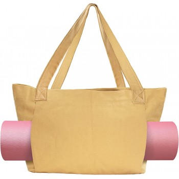 Yoga Pilates Mat Bag Canvas Tote with Yoga Mat Carrier Shoulder Bag LASZOLA Gym Bag with Yoga Mat Carrier Holder Carryall Tote for Workout Gear Travel Pilates Beach - BCROTX4W1