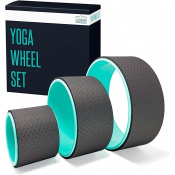 Yoga Wheel Set Pack of 3 12 10 6 Inch Bundle Plexus Stretch Roller Wheels for Back Pain Relief Studio Quality Yoga Wheel for Stretching Go Improve Strength & Flexibility with this Set! - B91IMCXAA