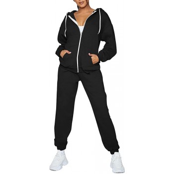 Fixmatti Womens Tracksuit Zip Up Hoodie Sweatsuits Jogger Pant Sets with Pockets - BZDOHG1RL