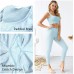 Jetjoy Exercise Outfits for Women 2 Pieces Ribbed Seamless Yoga Outfits Sports Bra and Leggings Set Tracksuits 2 Piece - BD1GNG092