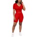 Saloogoe Womens Summer Solid Color Cute Short Sets 2 Piece Red Outfits Valentines Day XL - BPGRS7Y5C