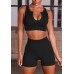 Summer Workout Outfits for Women 2 Piece Casual Ribbed Seamless Crop Tank High Waist Yoga Leggings Sets - BAHO775MP