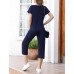 Totatuit Womens Lounge Sets 2 Piece Elastic Tracksuits V Neck Tops and Capri Pants with Pockets - B8ZPL59OM