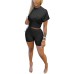 Two Piece Outfits for Women Short Sleeve Tummy Control Crop Top and Bodycon High Waist Pant Workout Sets - BOZ55GLUI