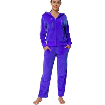 Velour Tracksuit Womens 2 Pieces Joggers Loungewear Outfits for Women Jogging Sweatsuits Set Soft Sport Sweat Suits Pant - BELLQHTWV