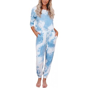 Viottiset Women's 2 Piece Tie Dye Sweatsuit Outfits Lounge Pajamas Set Loungewear - BV5ZYNH8S
