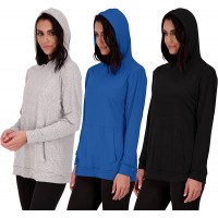 3 Pack: Women's Dry Fit Long-Sleeve Hoodie Pullover Sweatshirt With Kangaroo Pocket – Workout Active Lounge Casual - BQU5K8ZW5
