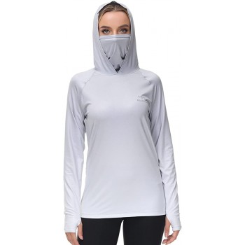 BASSDASH Women's Fishing Hoodie Shirt with Face Mask Thumb Holes UPF 50+ FS23W - BFIC8UB7T