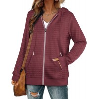 Chigant Womens Casual Hoodie Plaid Jacquard Long Sleeve Drawstring Pullover Sweatshirts with PocketS-XXL - B8DQCRNKT