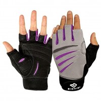 BIONIC Women's Cross-Training Fingerless Gloves Gray Purple Medium - BTM6JD2JG