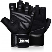 Trideer Padded Workout Gloves for Men Gym Weight Lifting Gloves with Wrist Wrap Support Full Palm Protection & Extra Grips for Weightlifting Exercise Cross Training Fitness Pull-up - BBJ6XLH8H