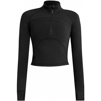 Vsaiddt Women's Athletic Half Zip Pullover Sweatshirt Workout Top Crop Quarter Zip Pullover Yoga Running Jackets - BUQGKIFC0
