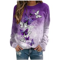 Women Oversized Crewneck Sweatshirt Fashion Butterfly Floral Long Sleeve Casual Pullover Fall Blouse Tops Tshirts - BS5R08917