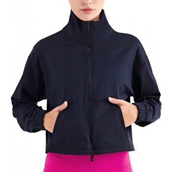 altiland Half Zip Pullover Cropped Jackets for Women Long Sleeve Workout Athletic Running Yoga Shirts - BBXLMK4IE