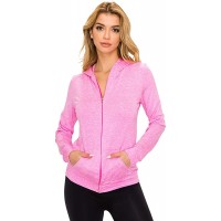 Women's Full Zip Hoodie Jacket Slim Fit Lightweight Long Sleeve Hooded Zip Up Sweatshirt Athletic Workout - BIGVJWKAV