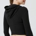 Women's Hooded Jacket Full-Zip Long Sleeve Solid Yoga Crop Top Hoodie Sweatshirt - B8N49HZX5