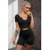FAFOFA Women's Seamless 2 Piece Workout Outfits High Waist Running Shorts GMY Yoga Crop Top Sets - B05THV08L