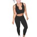FAFOFA Workout Outfits for Women 2 Piece Ribbed Seamless Crop Tank High Waist Yoga Leggings Sets - BUJJWV1EI