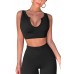 FAFOFA Workout Outfits for Women 2 Piece Ribbed Seamless Crop Tank High Waist Yoga Leggings Sets - B95Y1DC3S