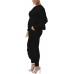 KANSOON Women 2 Pieces Outfits Puff Sleeve Top and Long Flounced Pants Sweatsuits Set Tracksuits - BUR3U26IQ