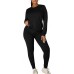 Kaximil Women's Workout Tracksuit 2 Piece Outfits Long Sleeve Top Legging Jogger Pants Set - B6UTOUIFI