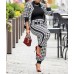 SOMTHRON Women’s Houndstooth Print 2 Piece Outfit Zip Up Long Sleeve Jacket Long Pants Set Work Suits Tracksuit - BAKQMPGBG
