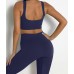 TWFRHC Women Workout Sets 2 Piece Ribbed Seamless High Waist Gym Outfit Yoga Leggings Sets 03navy Blue - B7FMOCSZL