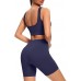 TWFRHC Women's Workout Sets Ribbed Tank 2 Piece Seamless High Waist Gym Outfit Yoga Shorts Sets 01navy Blue - BE5S3V9PV