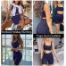 TWFRHC Women's Workout Sets Ribbed Tank 2 Piece Seamless High Waist Gym Outfit Yoga Shorts Sets 01navy Blue - BE5S3V9PV