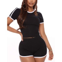 WIHOLL Two Piece Outfits for Women Sexy Crop Top And Shorts Sets - B8KSGTT4T