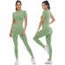 Women’s Two Piece Outfits Yoga Pants Set Seamless High Waist Leggings and Quick-Dry Yoga Crop Tops Athletic Sports Set - BHYPP2Z2O